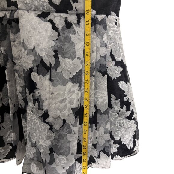 Betsy & Adam Strapless Black & White Floral Print Dress Size 12 Made In USA - Picture 8 of 16